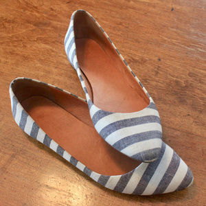 Madewell Gray Ivory Stripe Ballet Flat Skimmer 7.5